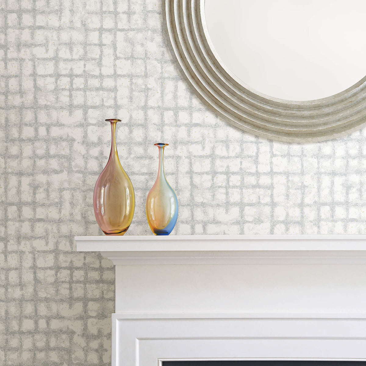 Scott Living Shea Distressed Geometric Wallpaper Sample - Light Grey