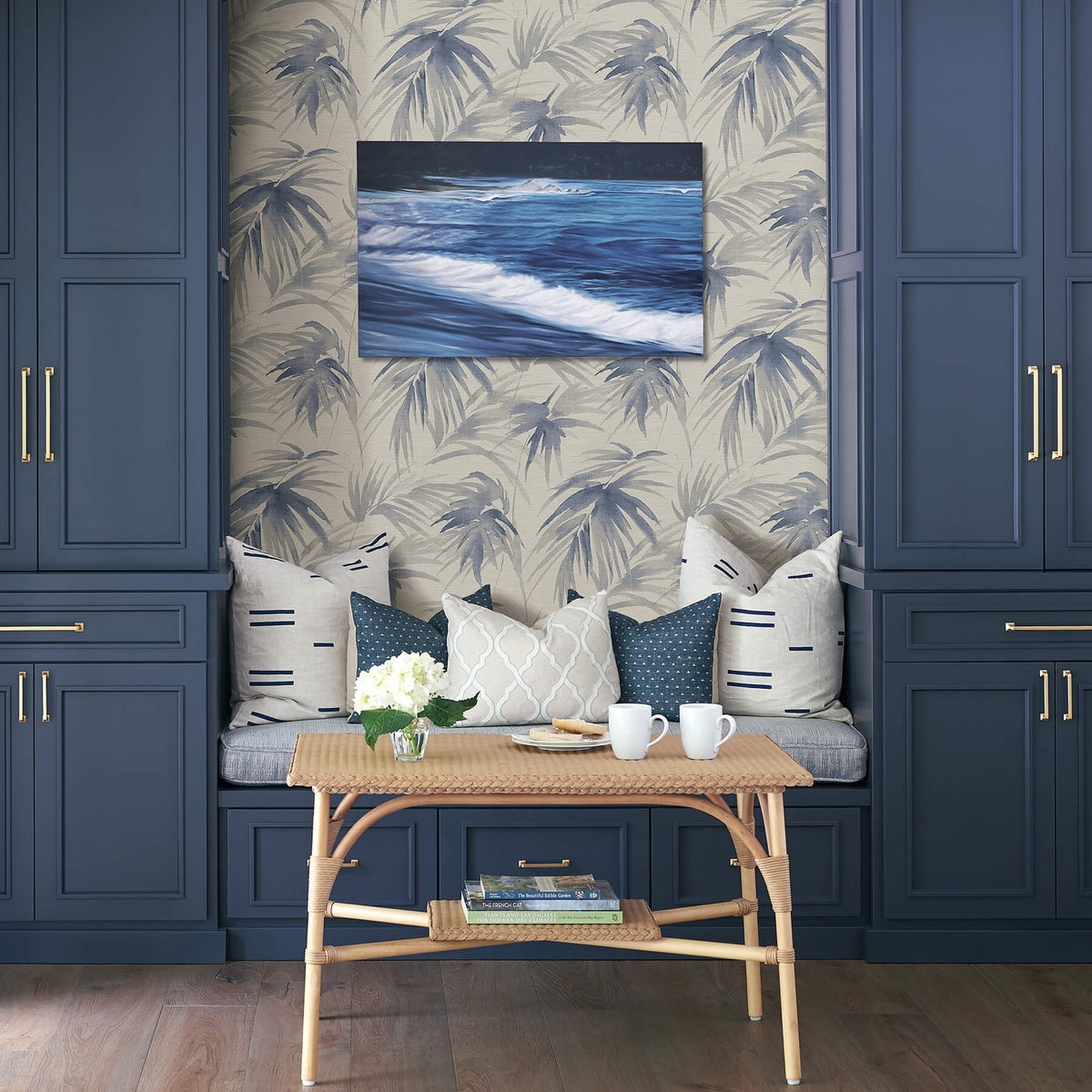 Scott Living Darlana Grasscloth Wallpaper - Blue
