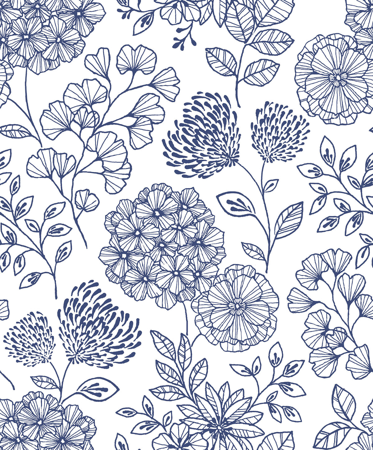 Scott Living Ada Floral Wallpaper - Blue