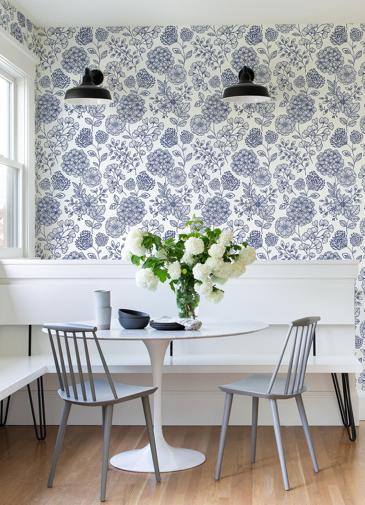 Scott Living Ada Floral Wallpaper - Blue