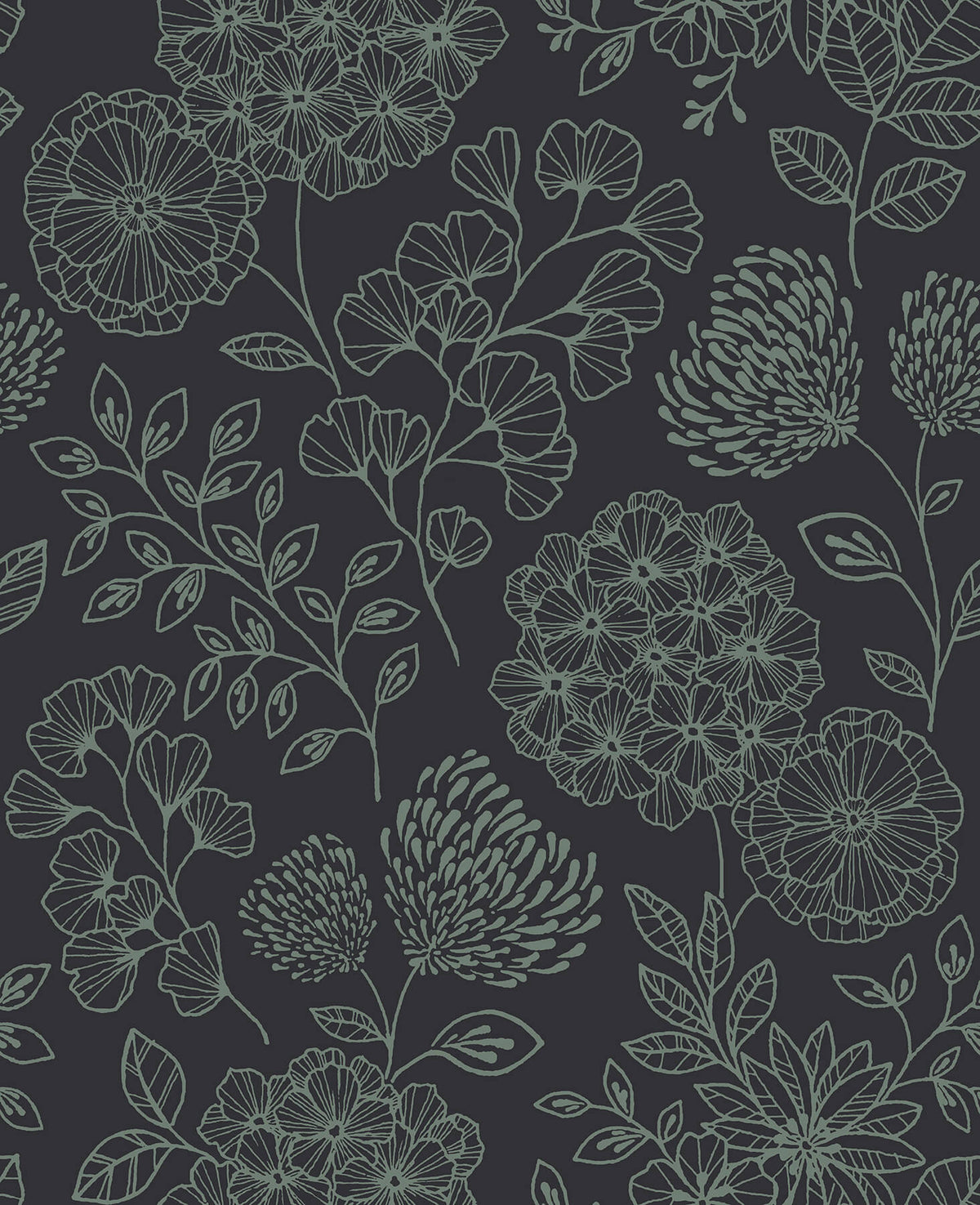 Scott Living Ada Floral Wallpaper - Charcoal