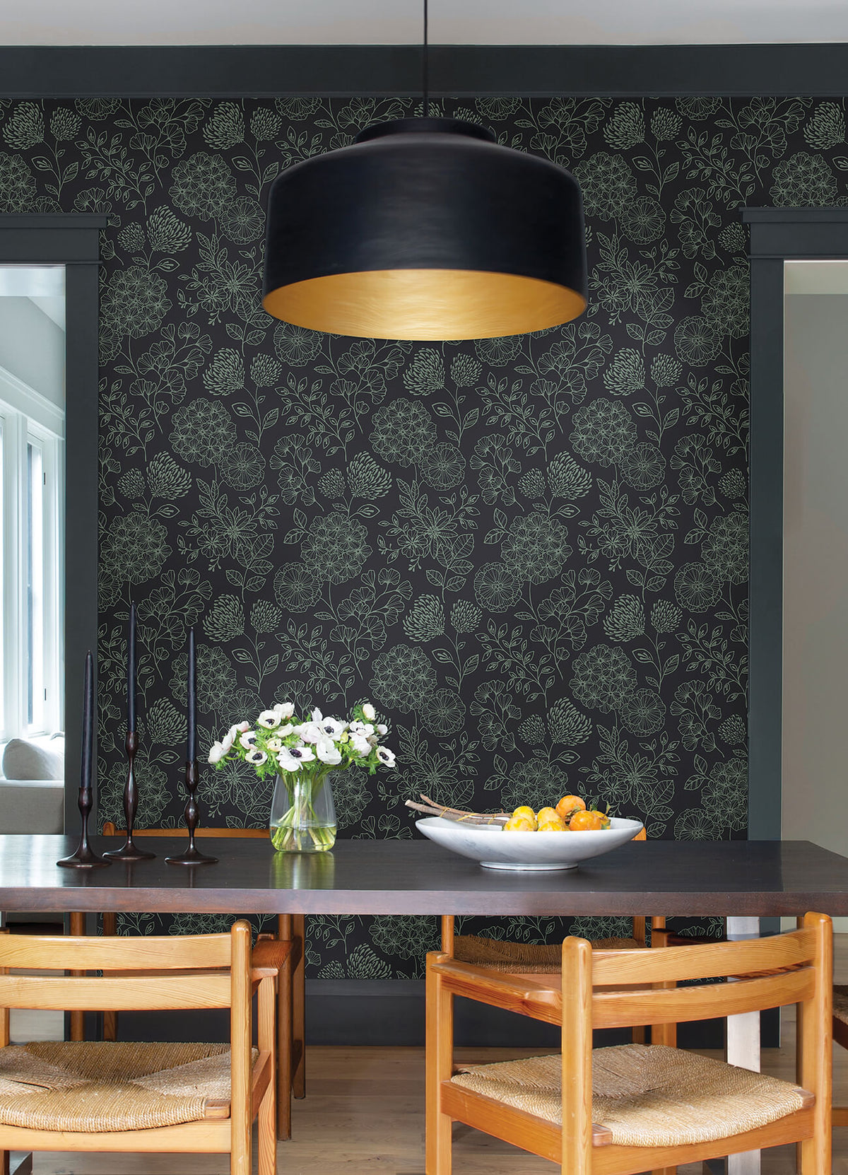 Scott Living Ada Floral Wallpaper - Charcoal