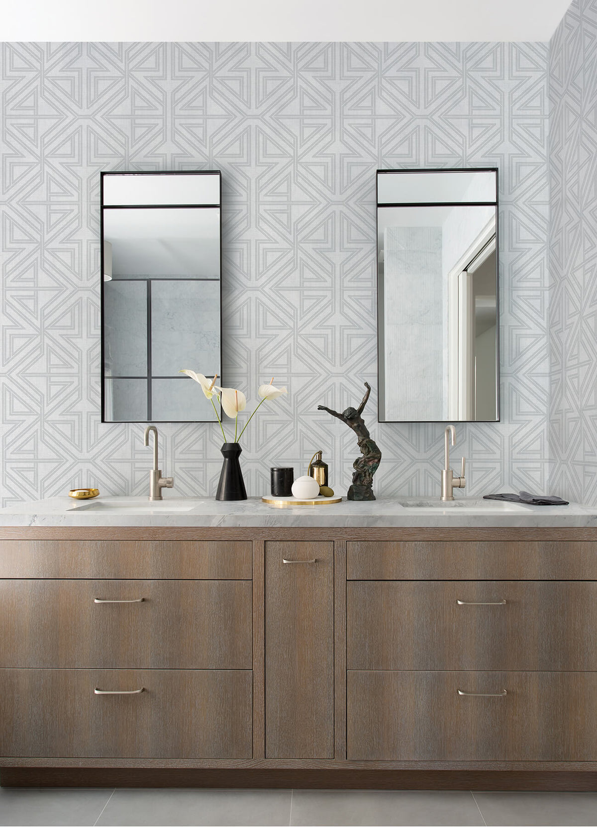 Scott Living Kachel Geometric Wallpaper - Grey