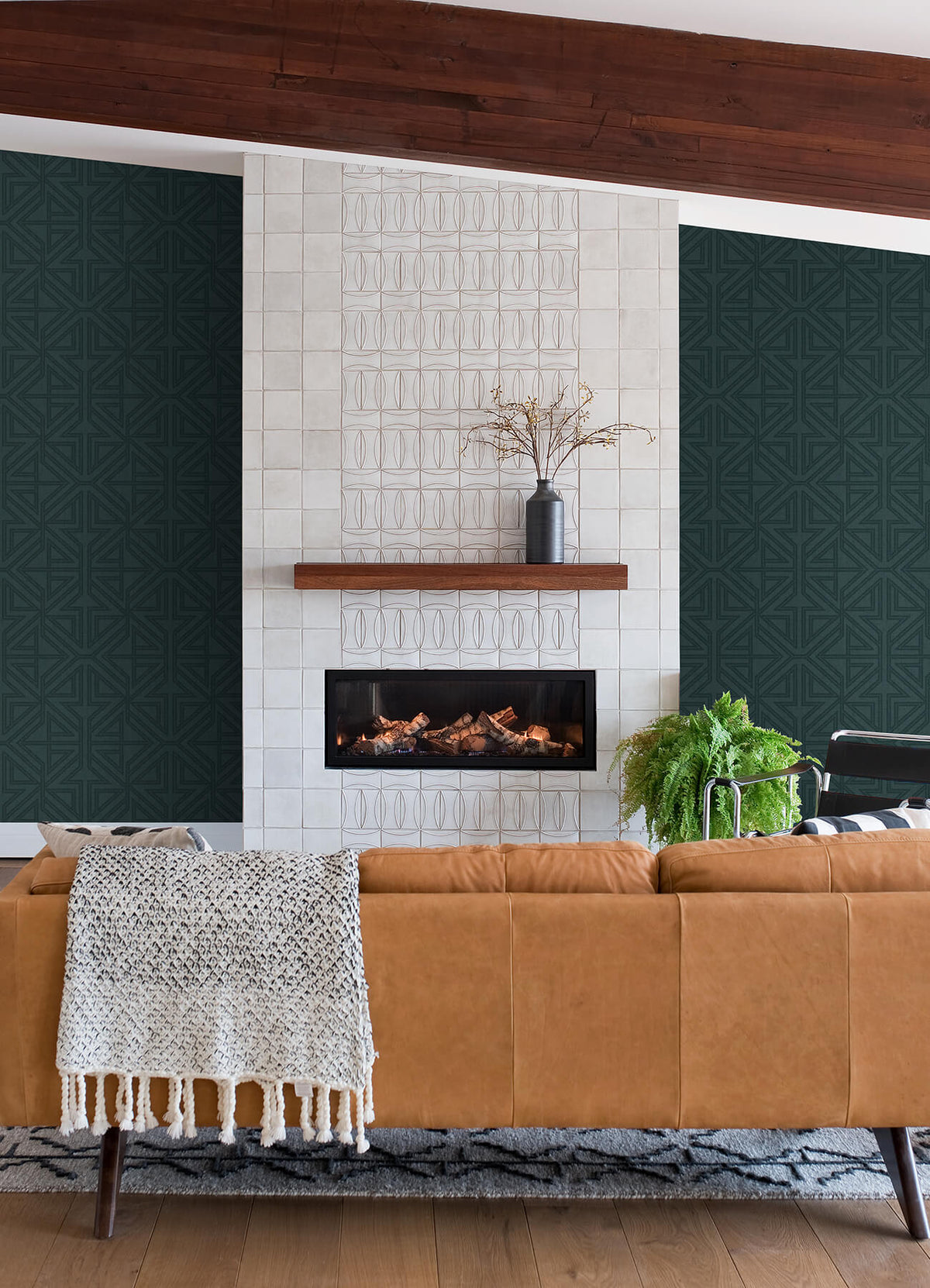Scott Living Kachel Geometric Wallpaper - Dark Teal