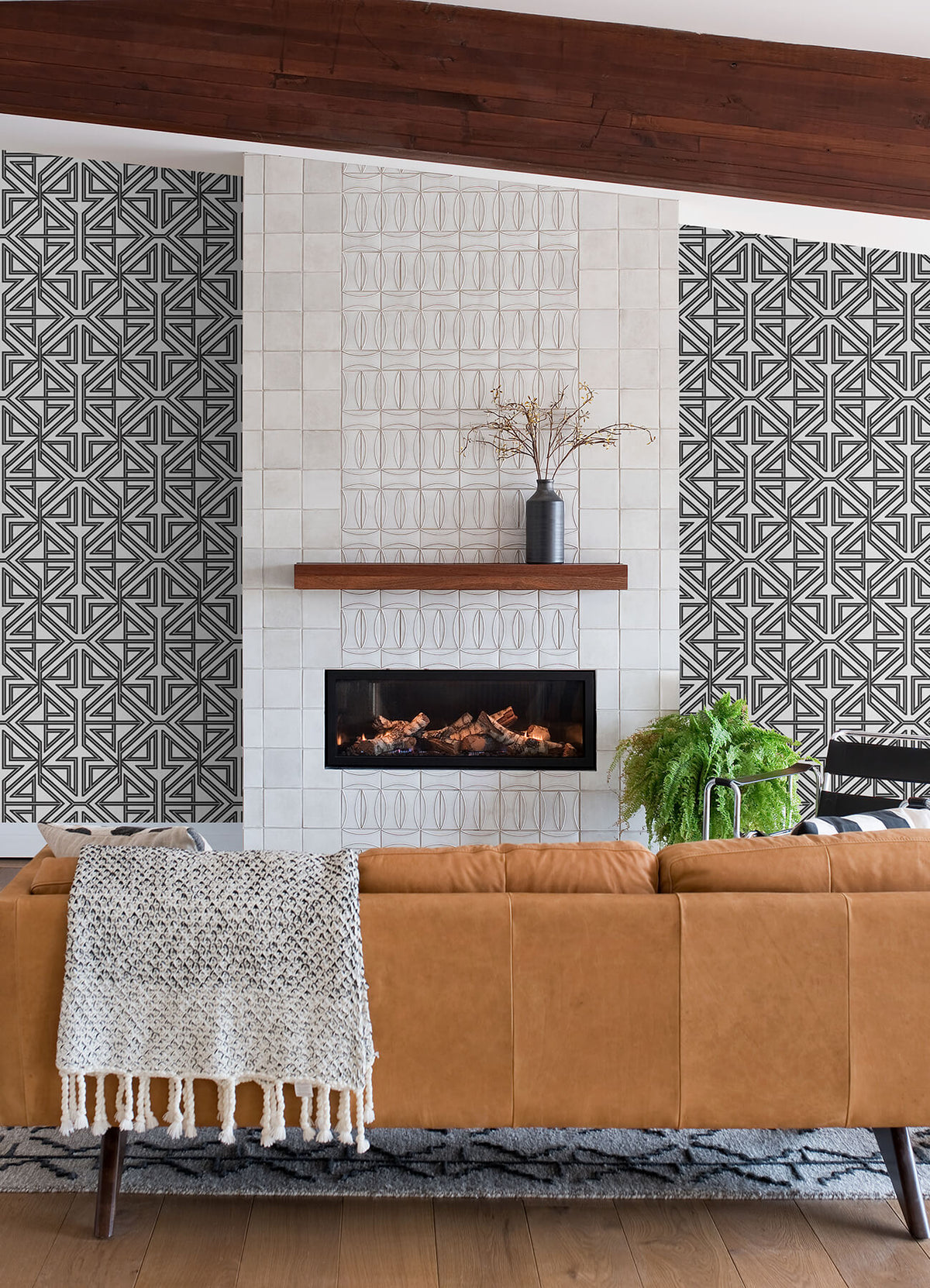 Scott Living Kachel Geometric Wallpaper - Black