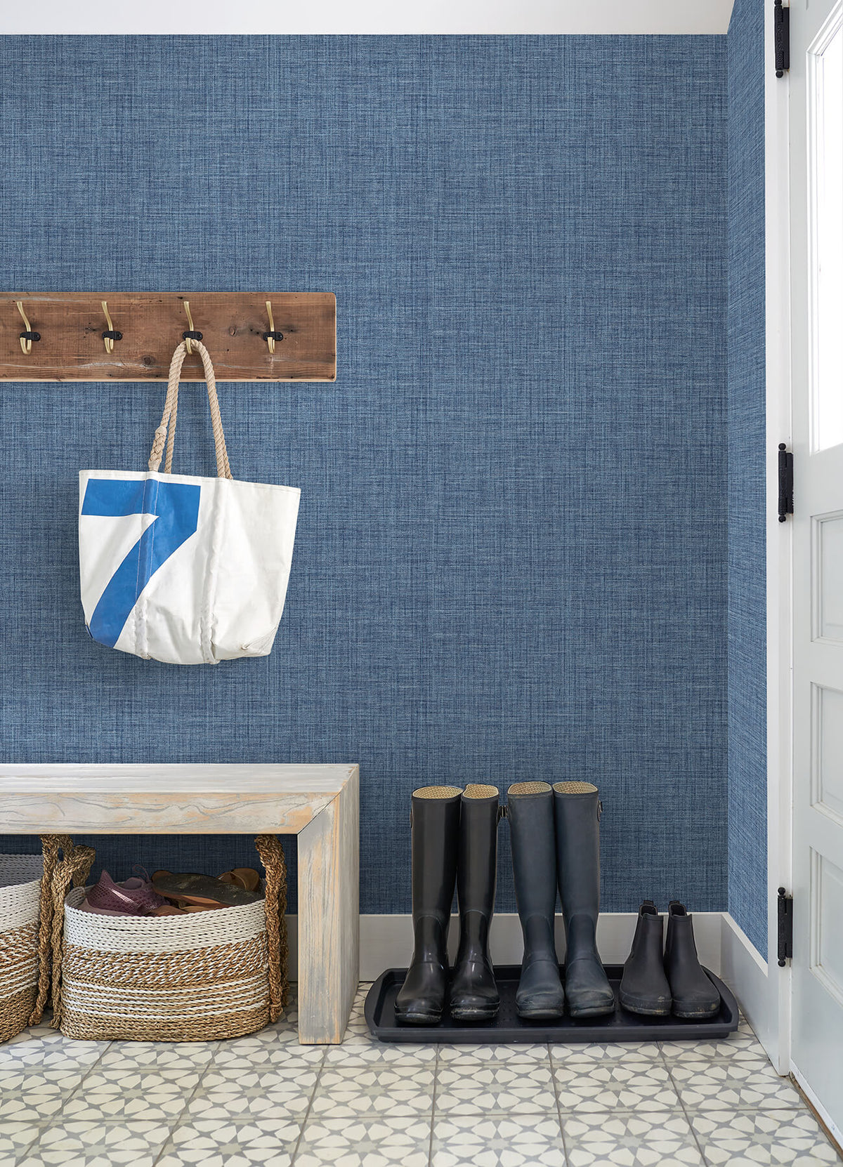 Scott Living Lanister Texture Wallpaper Sample - Blue