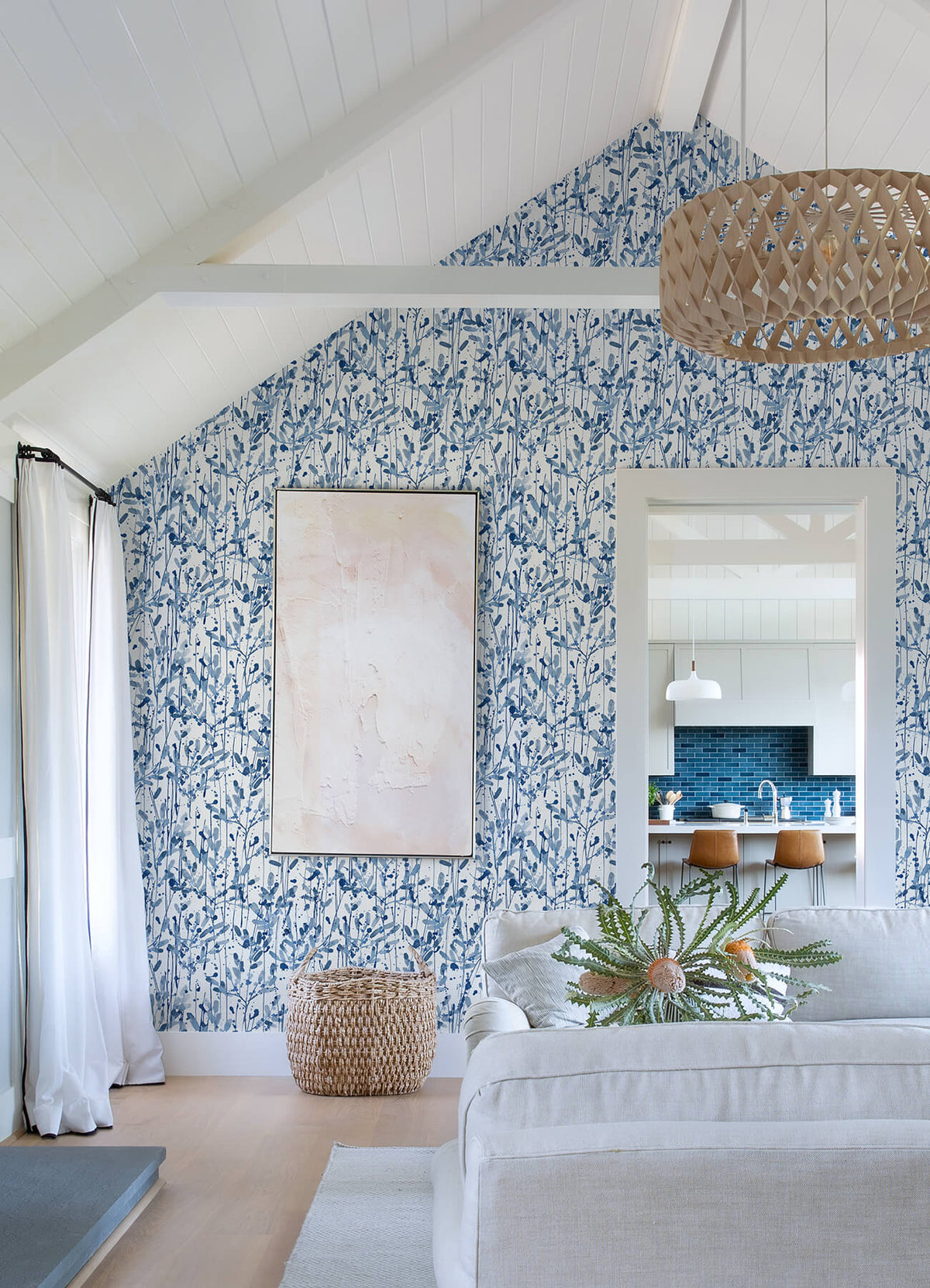 Scott Living Leandra Floral Wallpaper - Blue