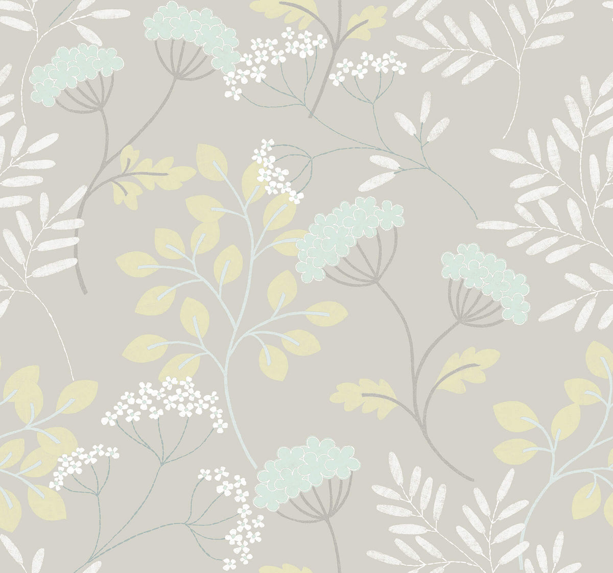 Scott Living Sorrel Botanical Wallpaper - Light Grey