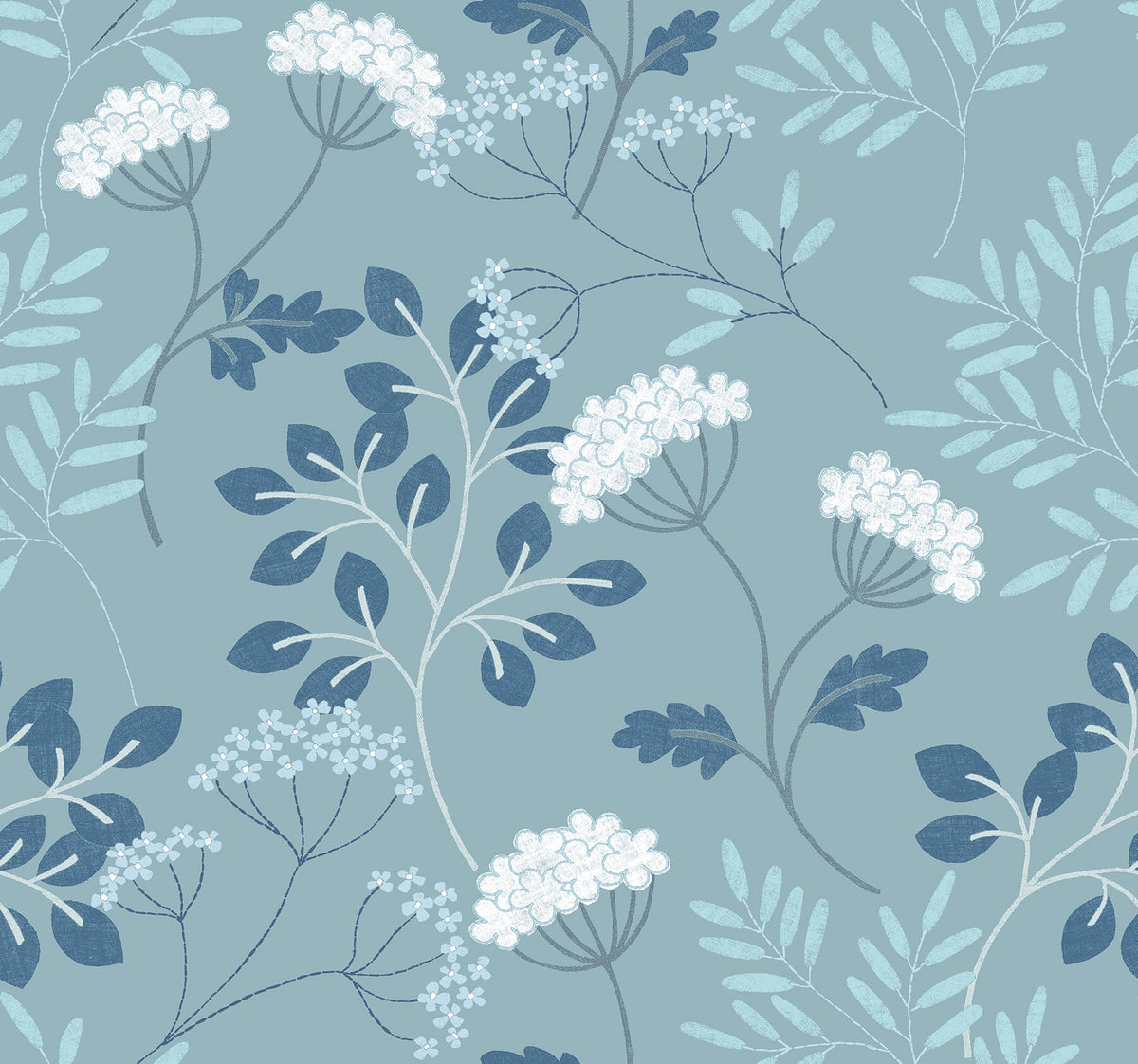 Scott Living Sorrel Botanical Wallpaper - Slate Blue