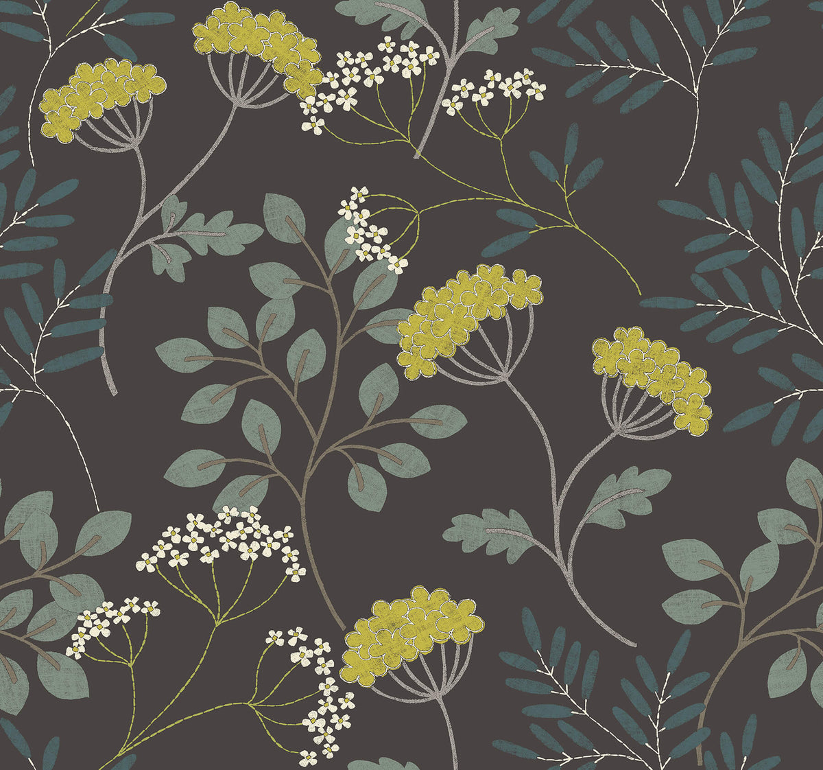 Scott Living Sorrel Botanical Wallpaper - Black