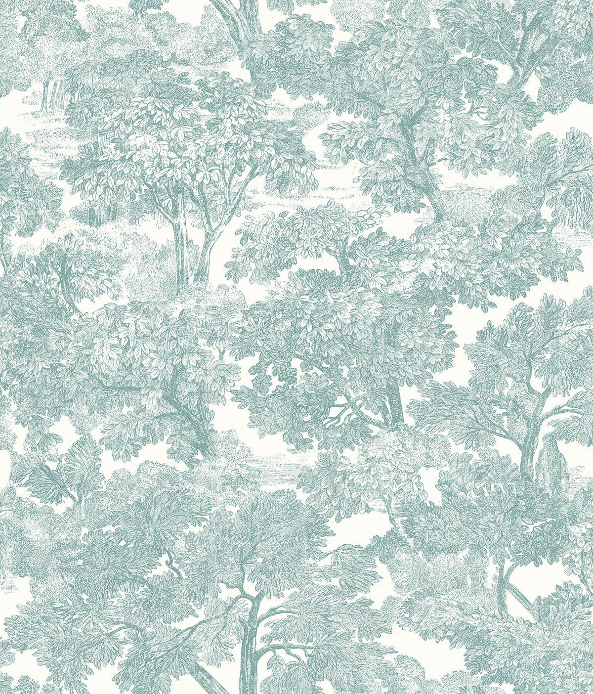 Chesapeake Farmhouse Spinney Toile Wallpaper - Teal