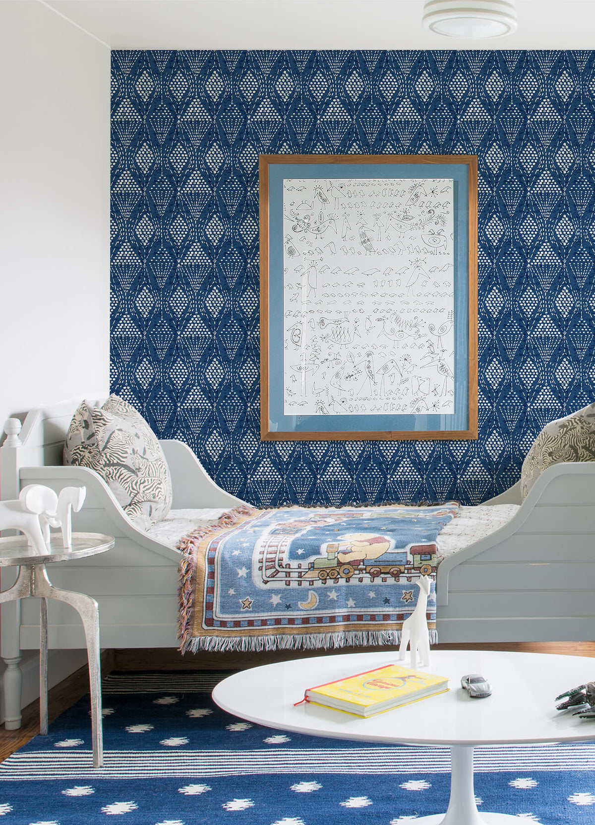 A Street Prints Happy Grady Geometric Wallpaper Sample - Blue