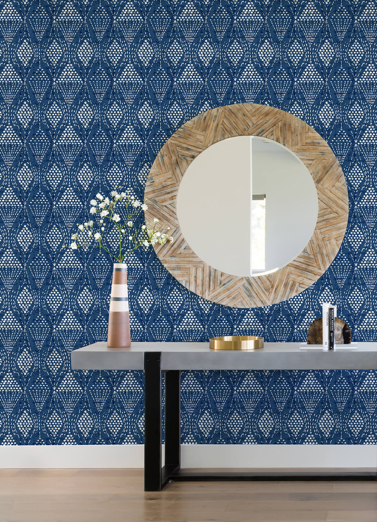 A Street Prints Happy Grady Geometric Wallpaper Sample - Blue