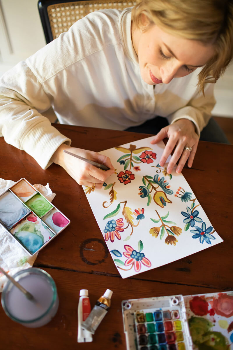 Erin & Ben Co. Woodland Floral Peel & Stick Wallpaper Sample - Meadow Green