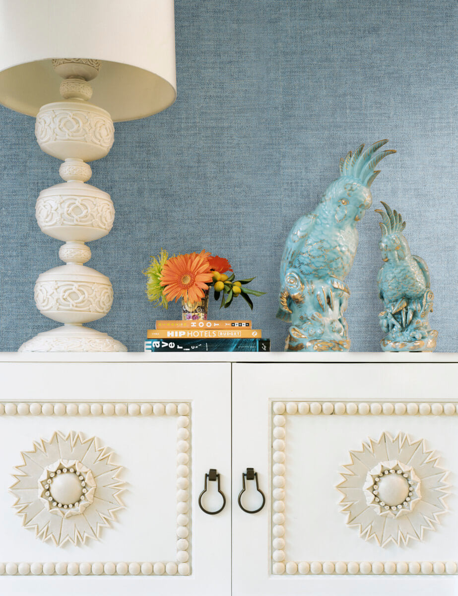 York Tropics Gunny Sack Texture Wallpaper - Denim
