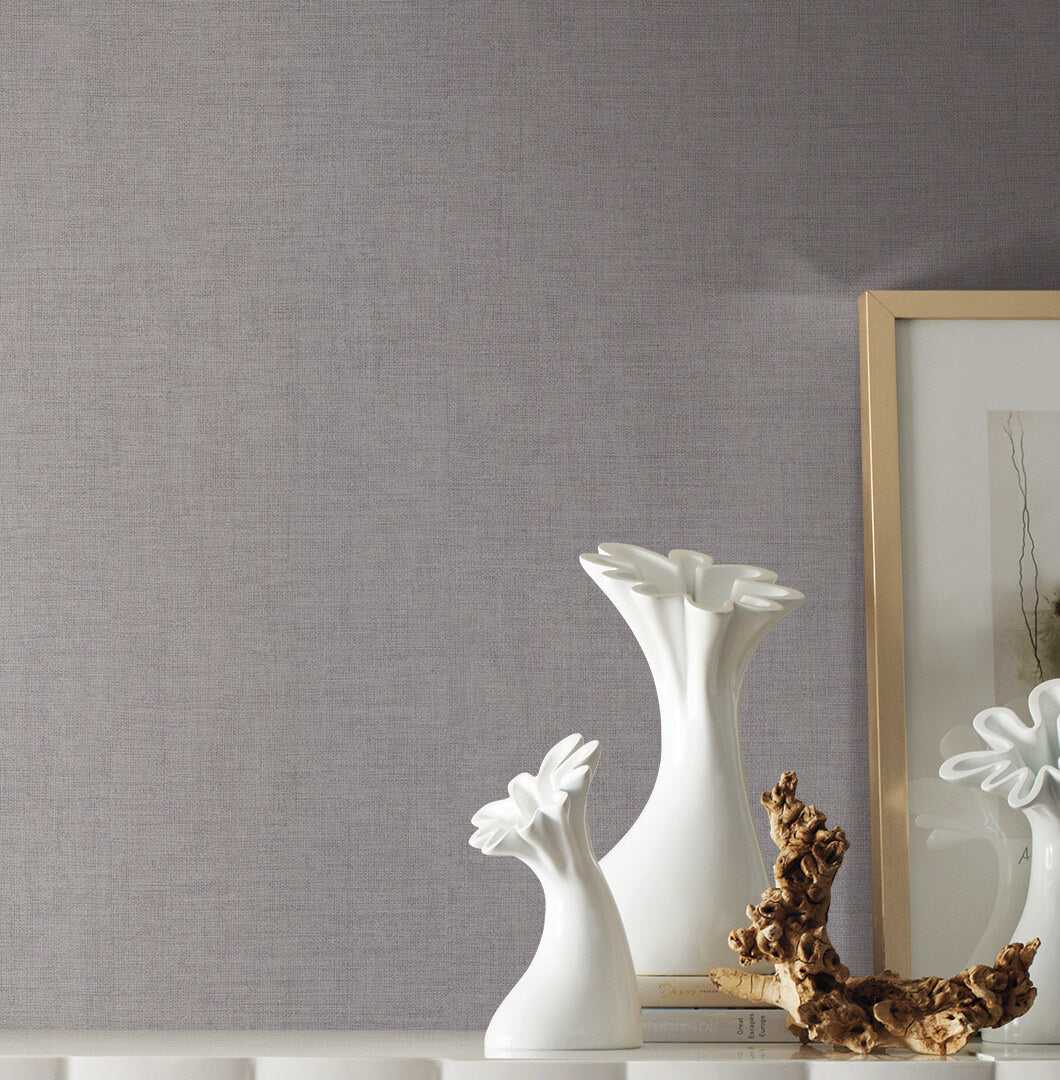 York Handpainted Traditionals Gesso Weave Wallpaper - Gray