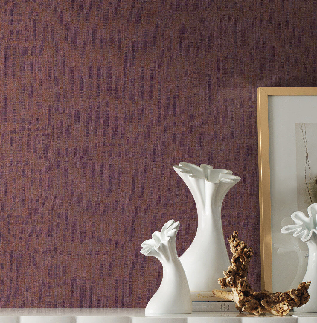 York Handpainted Traditionals Gesso Weave Wallpaper - Burgundy