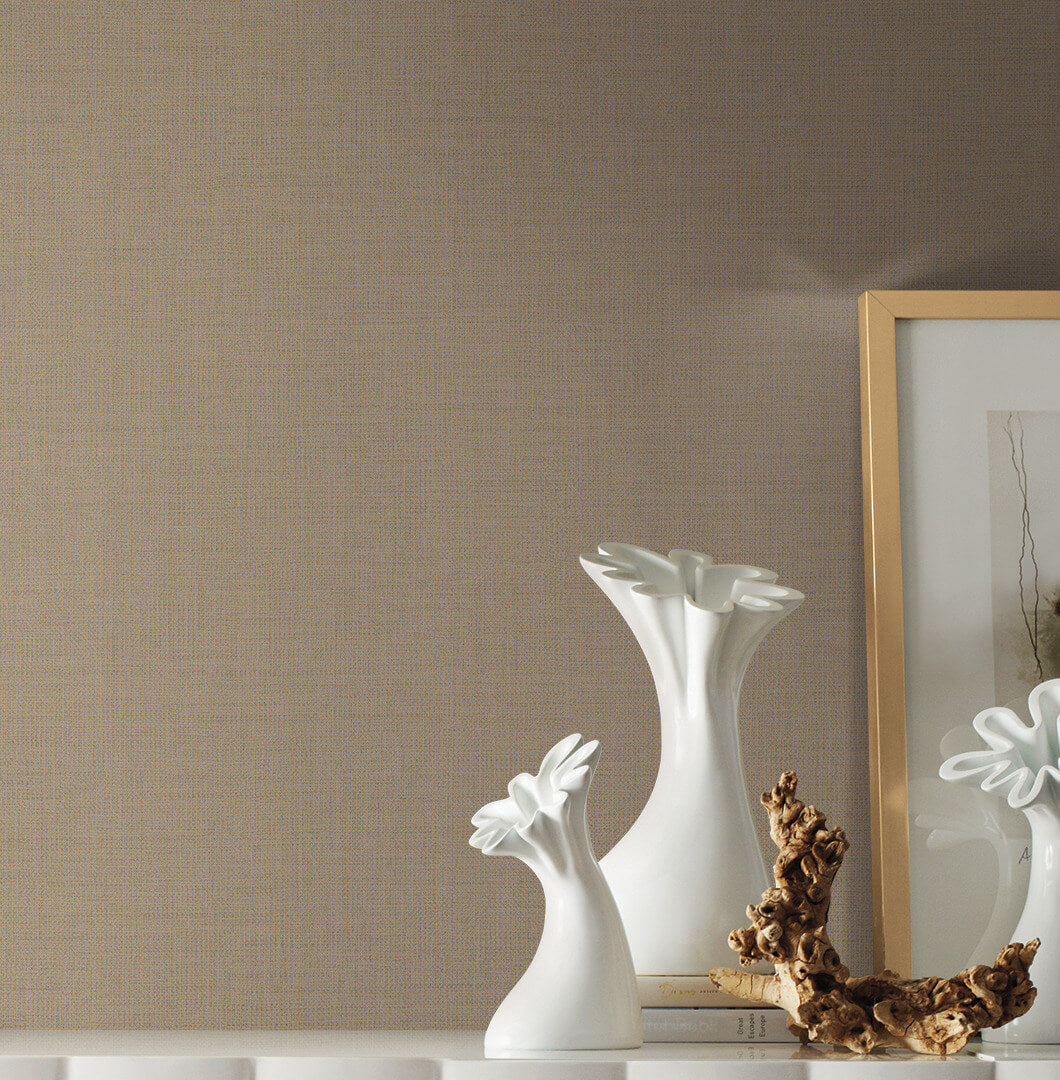 York Handpainted Traditionals Gesso Weave Wallpaper - Camel