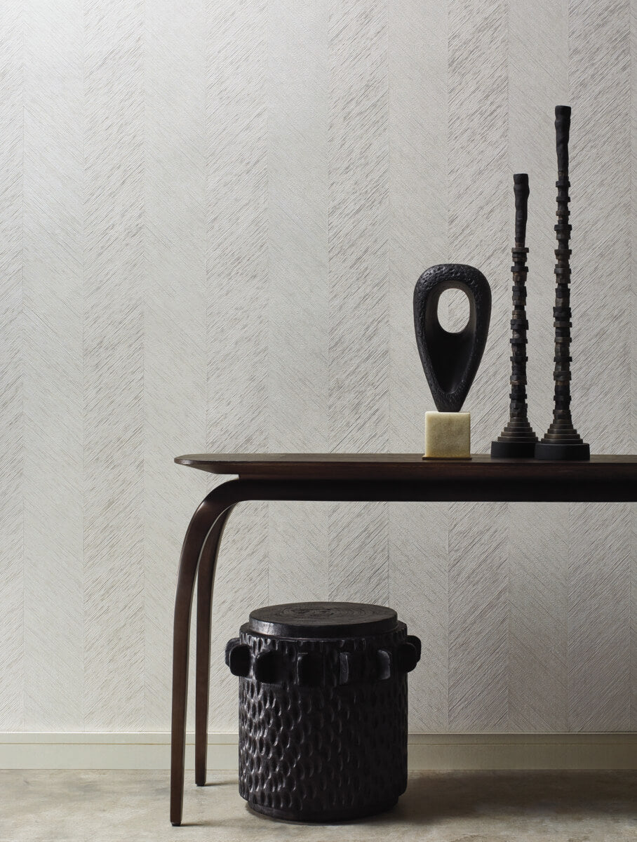 Antonina Vella Bohemian Luxe Metallic Chevron Wallpaper - Gray