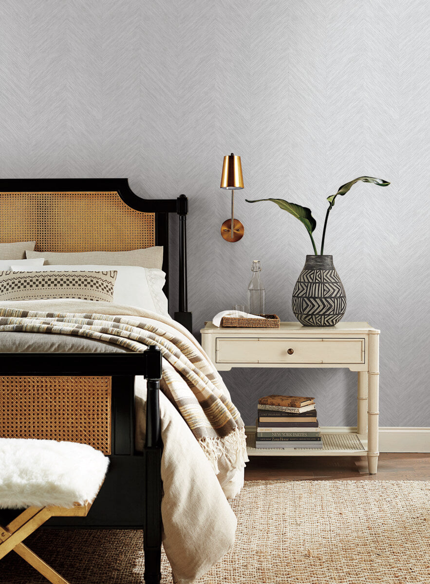 Antonina Vella Bohemian Luxe Metallic Chevron Wallpaper - Gray