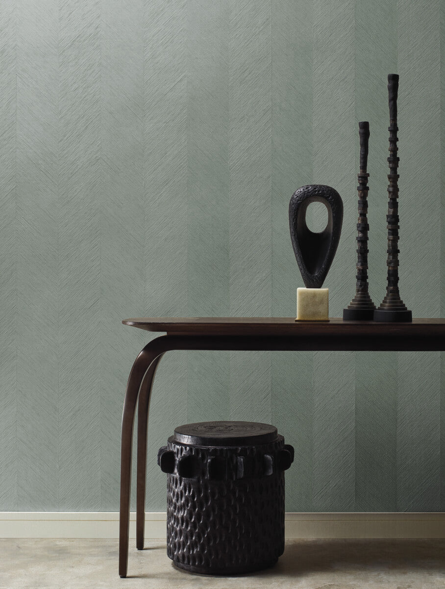 Antonina Vella Bohemian Luxe Metallic Chevron Wallpaper - Blue