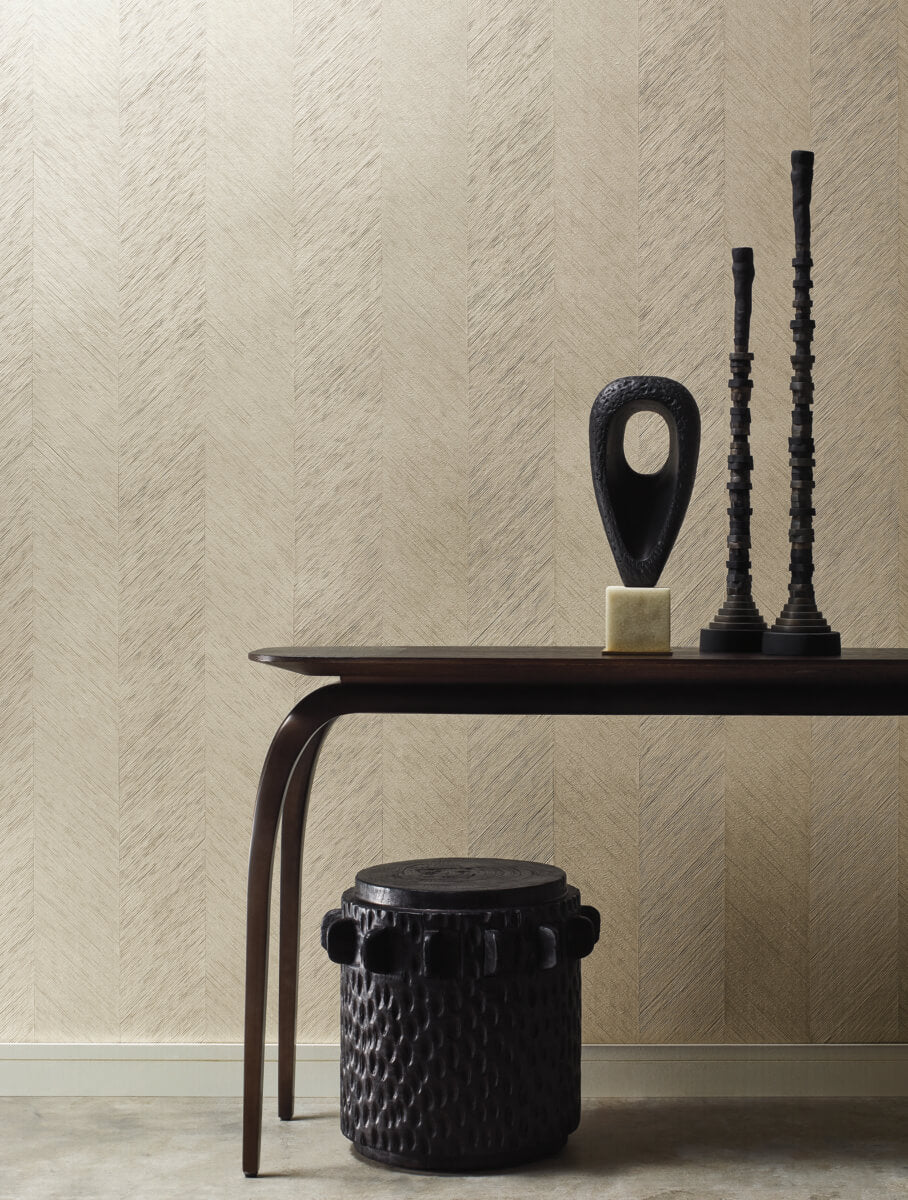 Antonina Vella Bohemian Luxe Metallic Chevron Wallpaper - Cream