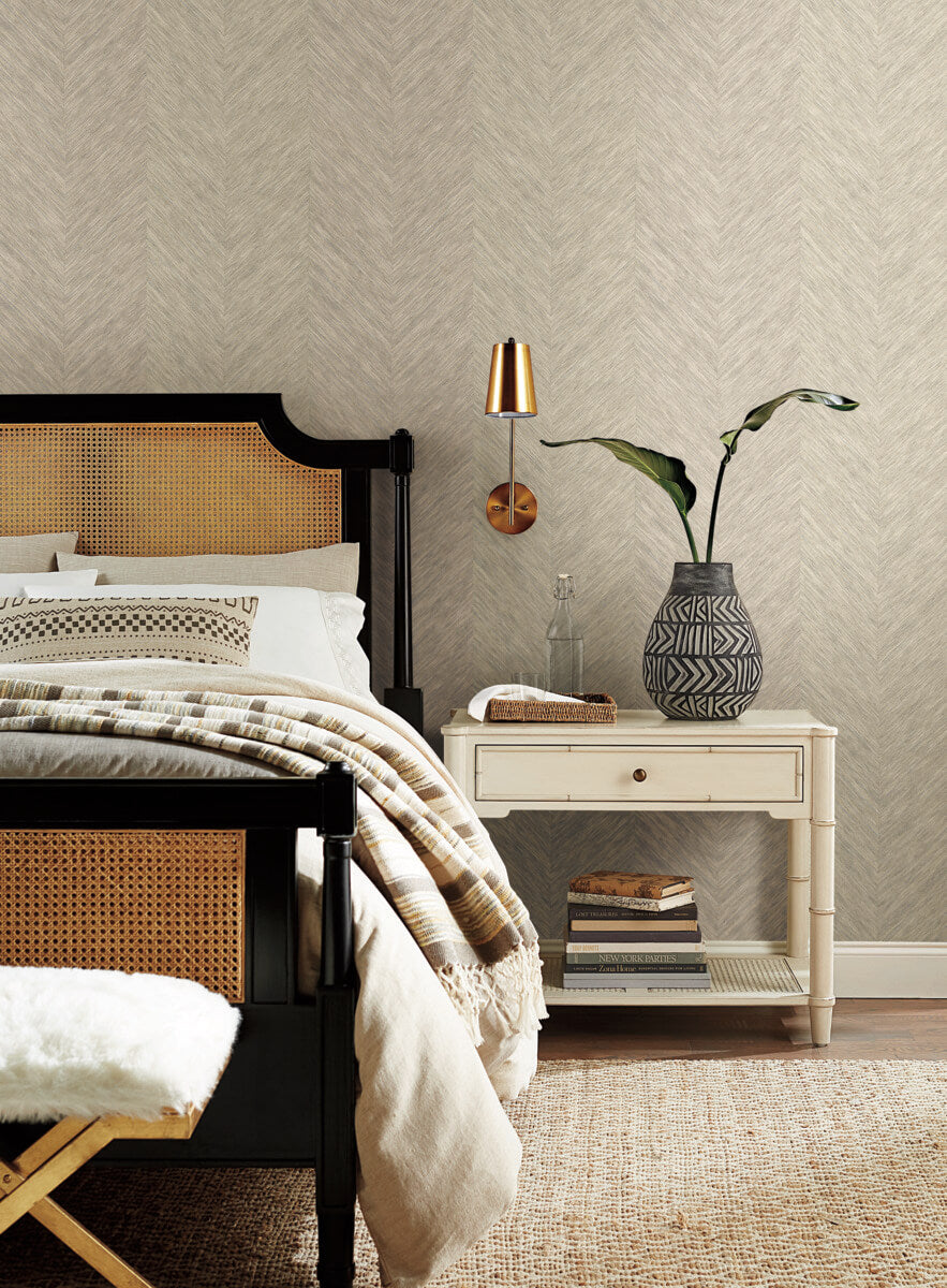Antonina Vella Bohemian Luxe Metallic Chevron Wallpaper - Cream
