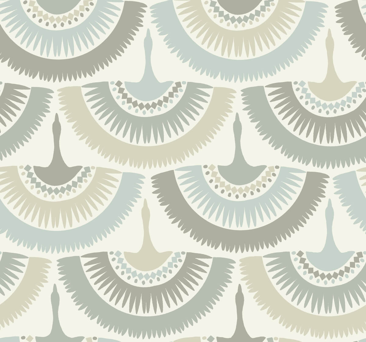 Antonina Vella Bohemian Luxe Feather & Fringe Wallpaper Cream - Blue