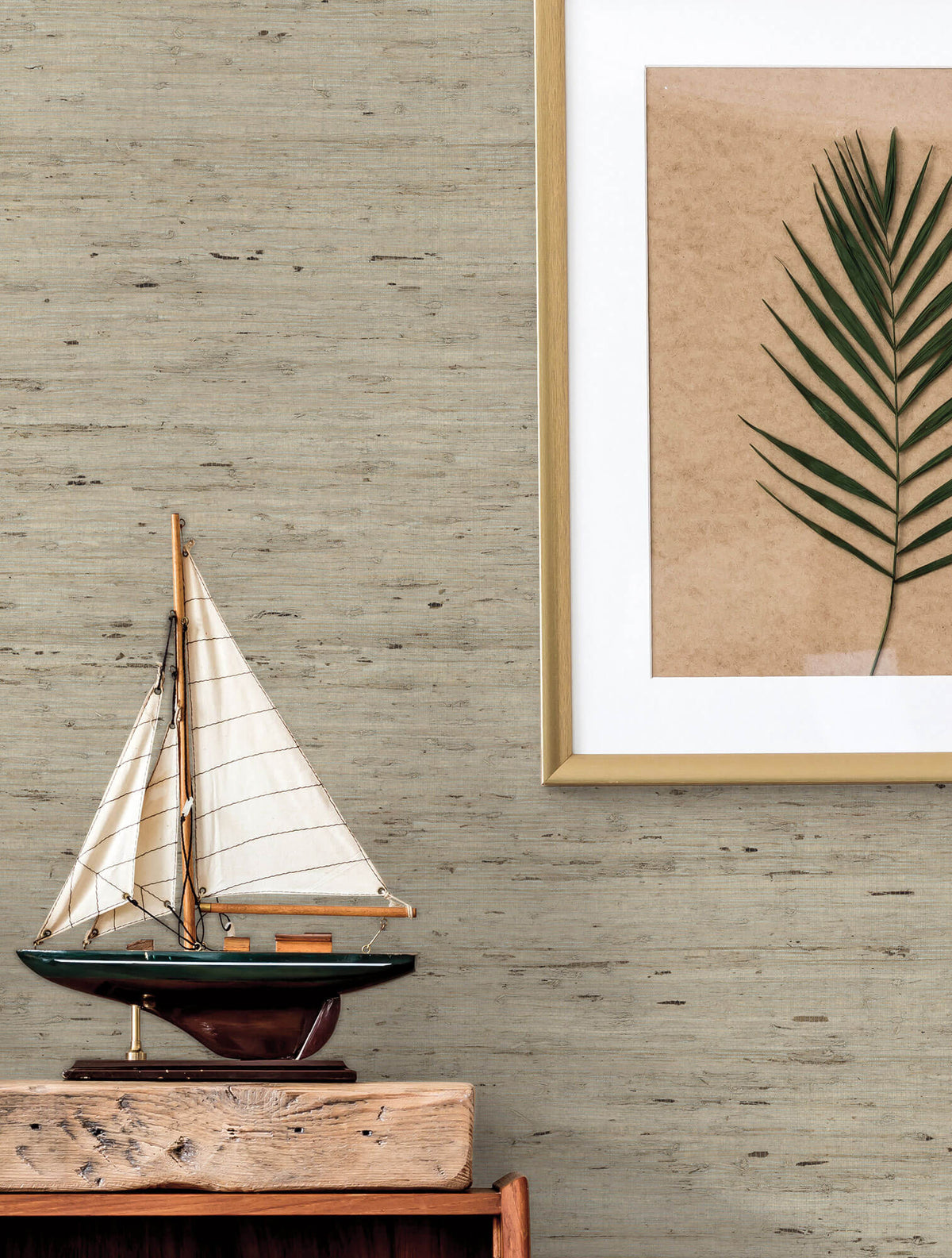York Waters Edge Arrowroot Grasscloth Wallpaper Sample - Warm Blue