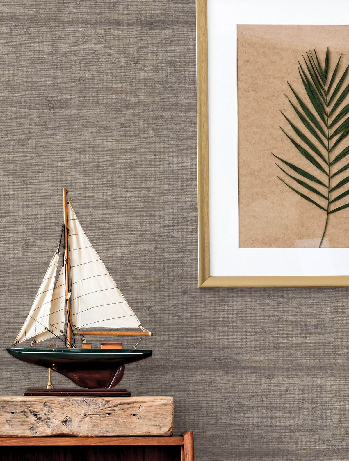 York Waters Edge Arrowroot Grasscloth Wallpaper Sample - Brown