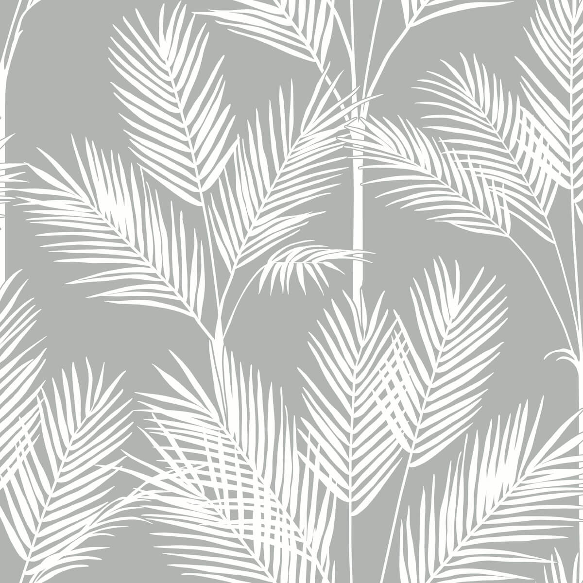York Waters Edge King Palm Silhouette Wallpaper - Gray