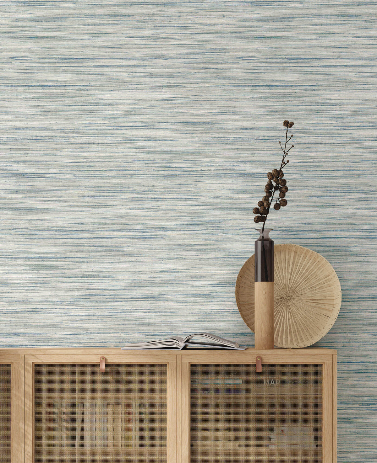 York Waters Edge Faux Bahiagrass Wallpaper - Blue