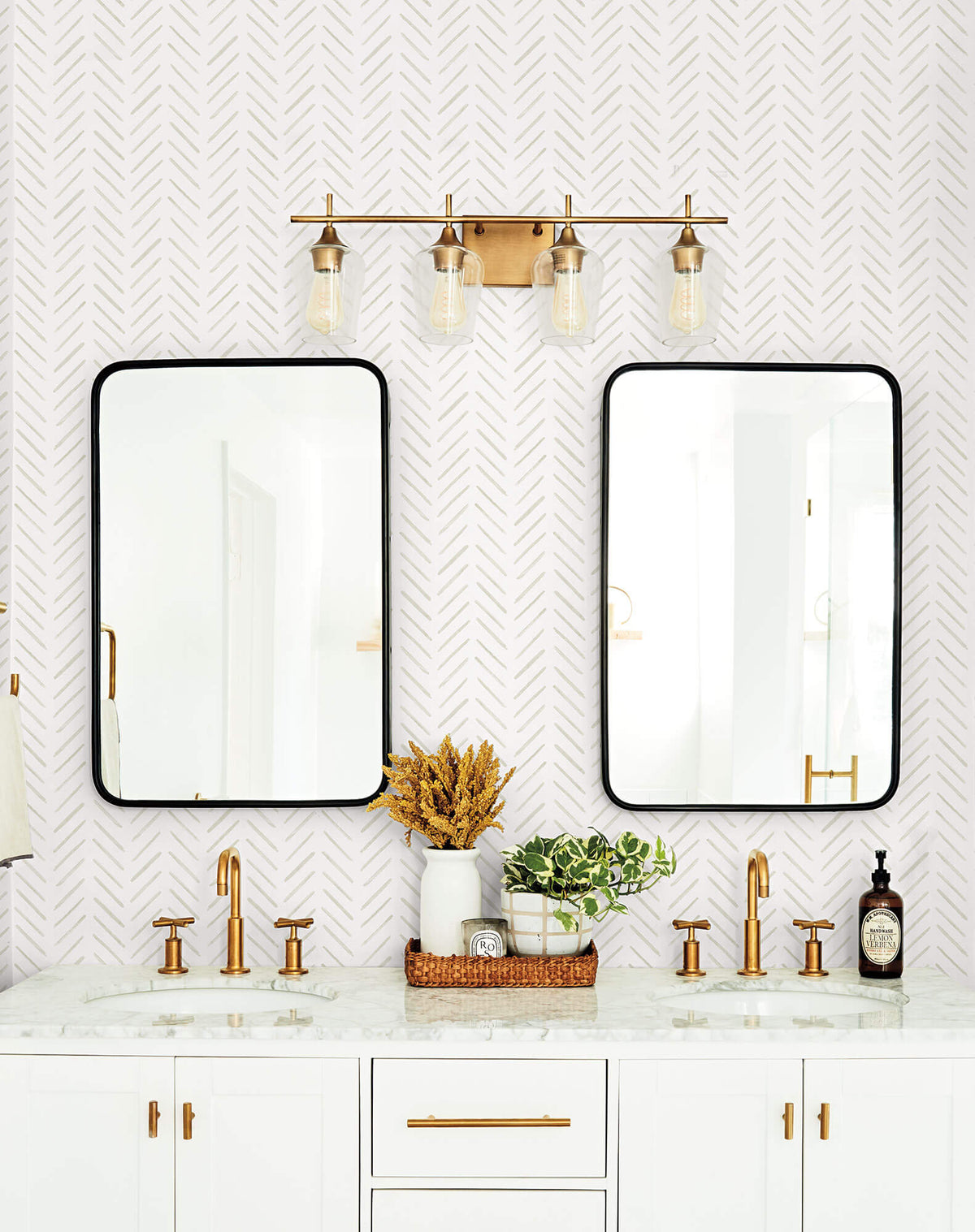 York Waters Edge Painted Herringbone Wallpaper - Sand
