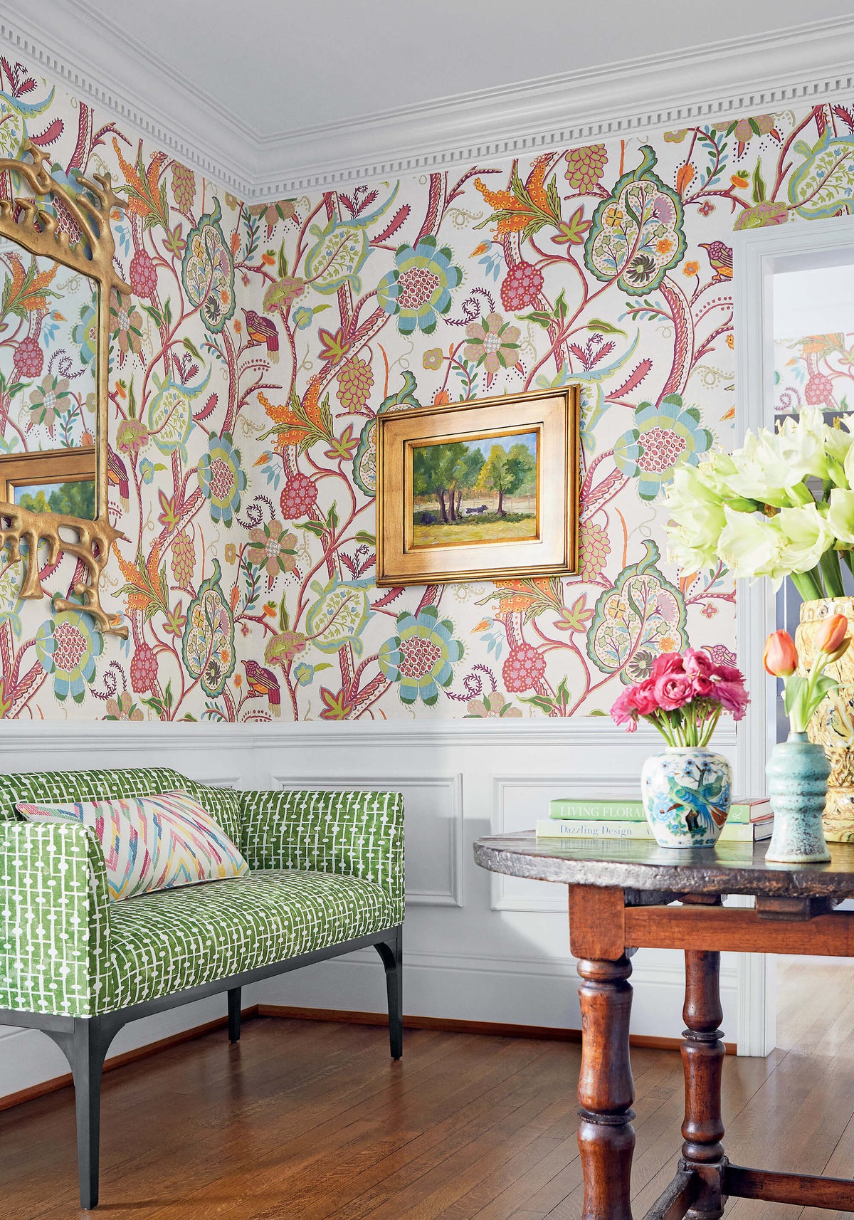 Thibaut Canopy Windsor Wallpaper - Cream & Red