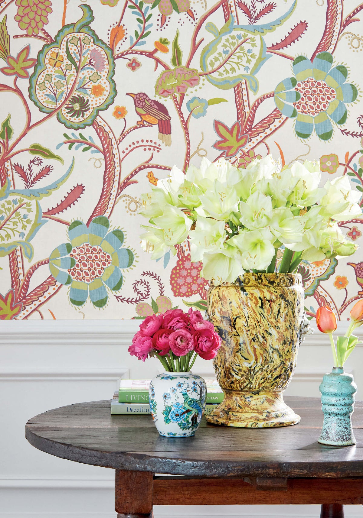 Thibaut Canopy Windsor Wallpaper - Cream & Red