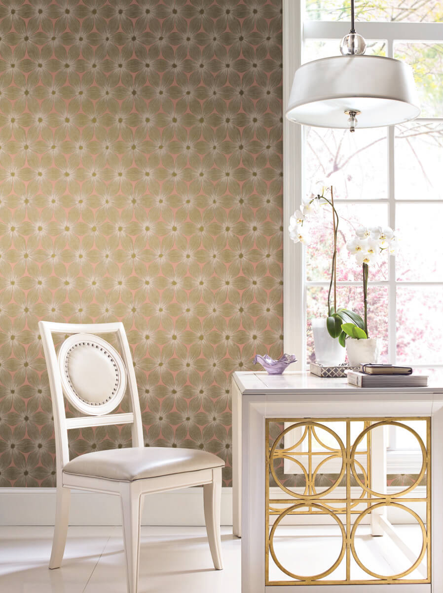 Candice Olson Modern Artisan Everlasting Wallpaper - Coral & Gold