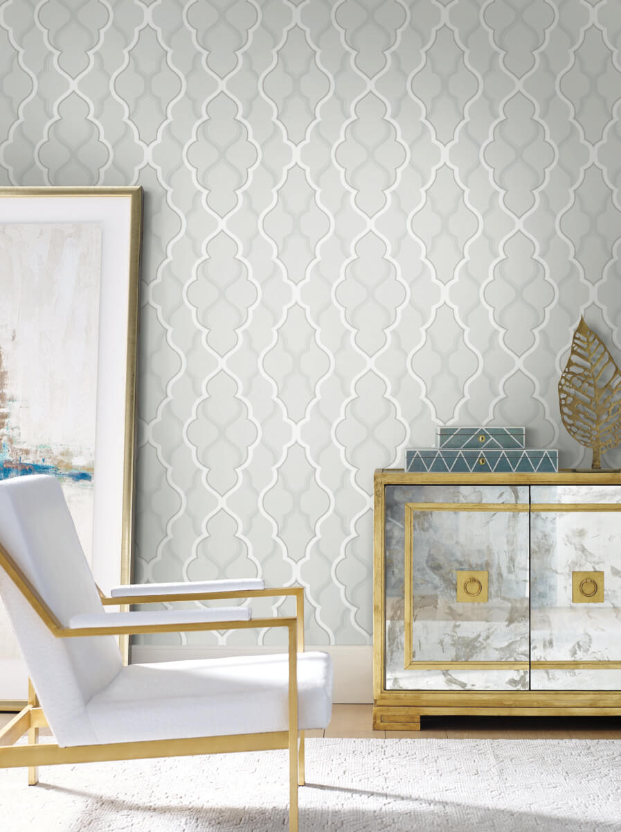 Candice Olson Modern Artisan Double Damask Wallpaper - Silver