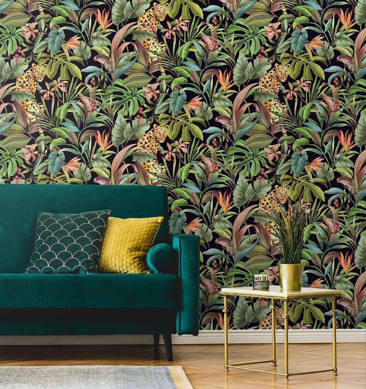 Daisy Bennett Tropical Leopard Peel & Stick Wallpaper - Black