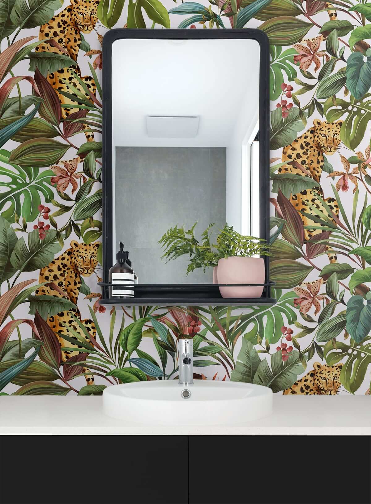 Daisy Bennett Tropical Leopard Peel & Stick Wallpaper Sample - White