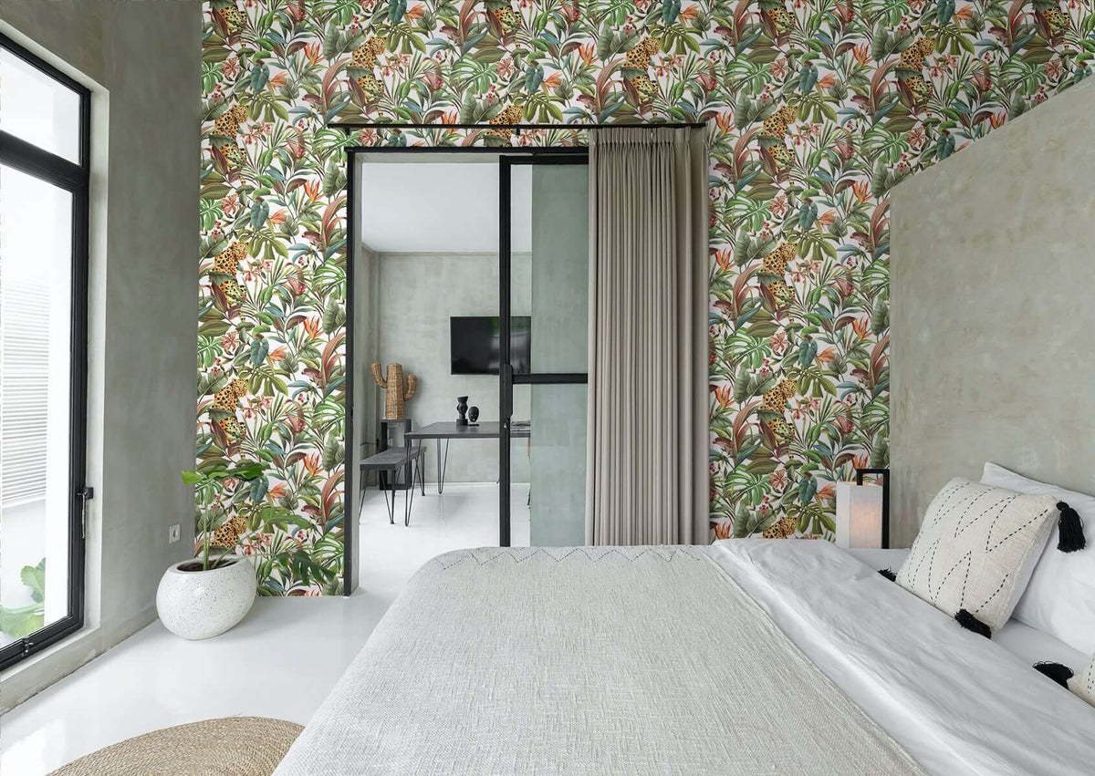 Daisy Bennett Tropical Leopard Peel & Stick Wallpaper Sample - White