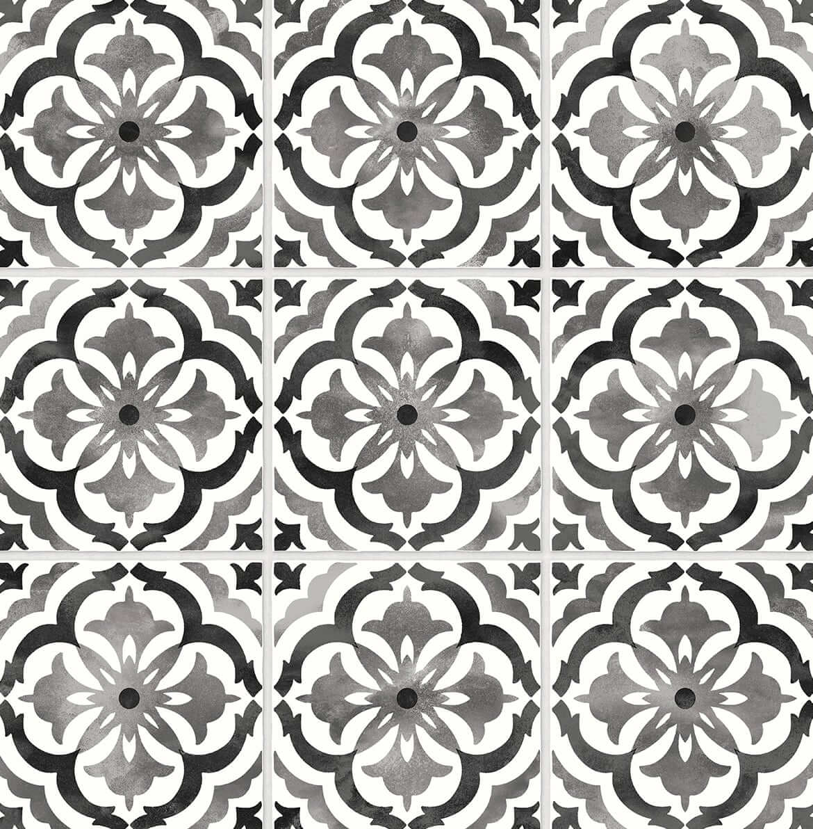 Daisy Bennett Sorento Tile Peel & Stick Wallpaper Sample - Black & White