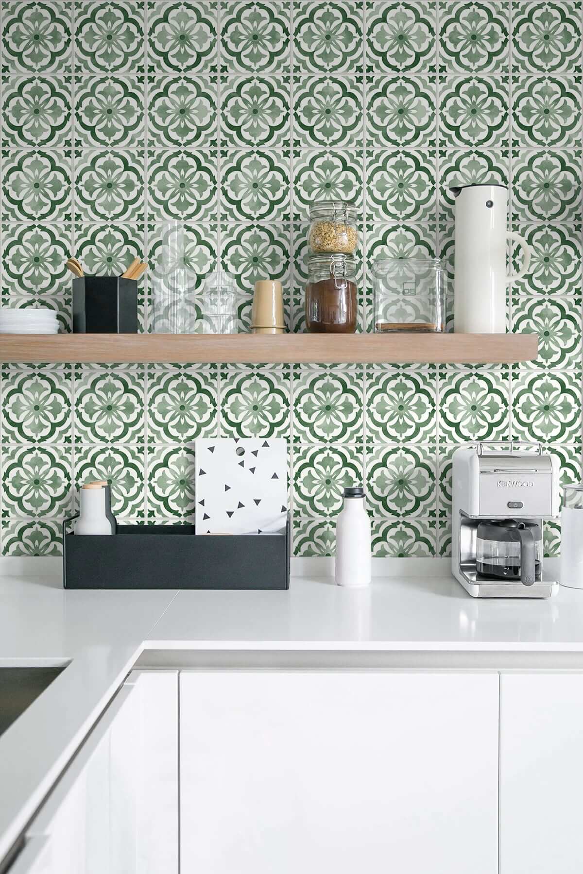 Daisy Bennett Sorento Tile Peel & Stick Wallpaper Sample - Jungle Green