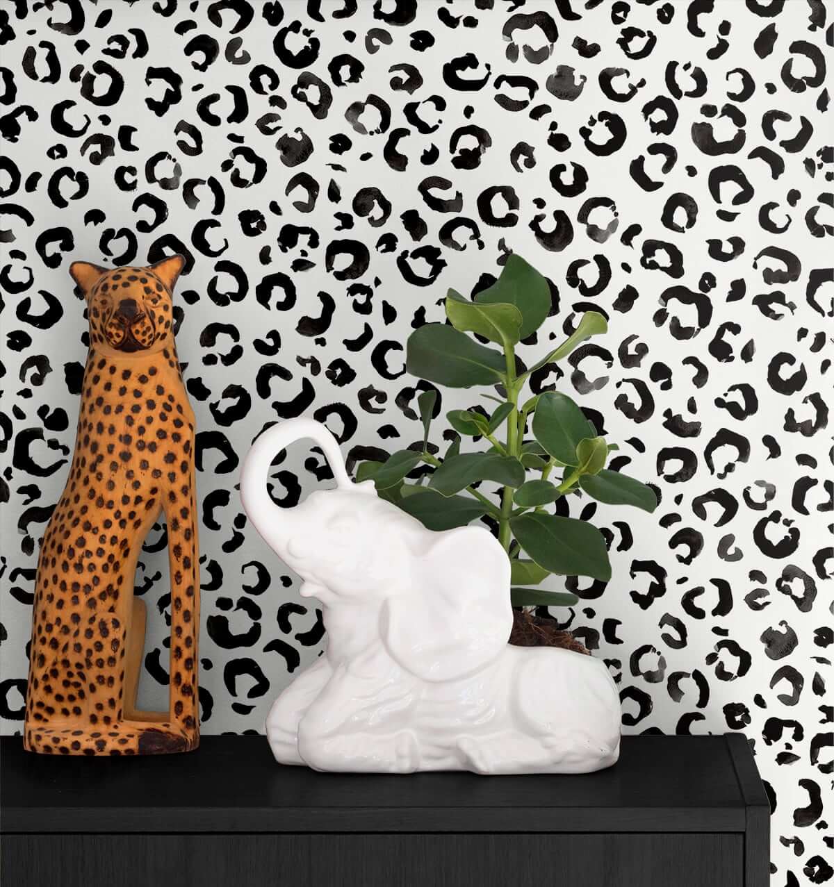 Daisy Bennett Classic Leopard Peel & Stick Wallpaper Sample - Black & White