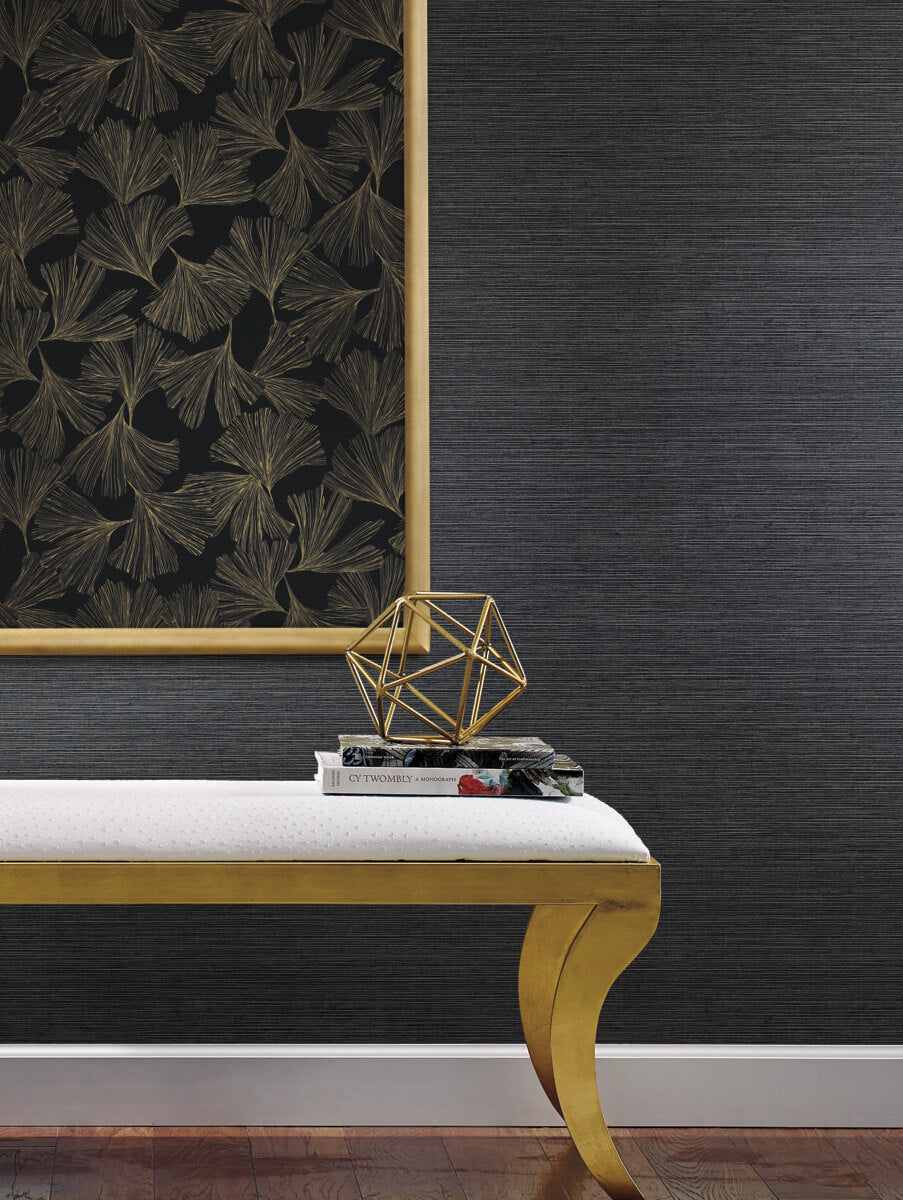 Antonina Vella Dazzling Dimensions Ginkgo Toss Wallpaper - Black