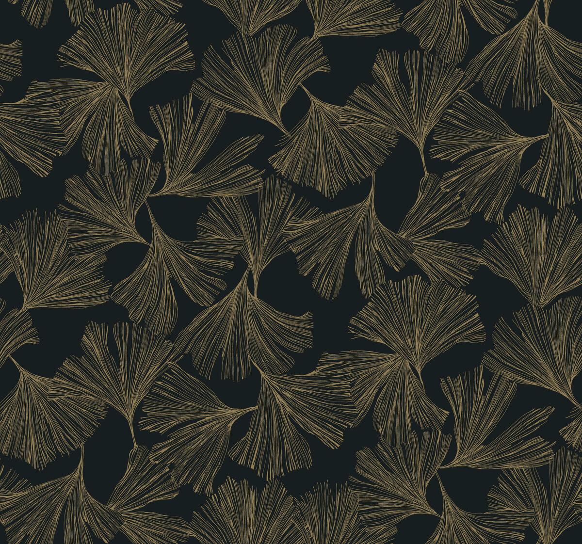 Antonina Vella Dazzling Dimensions Ginkgo Toss Wallpaper - Black