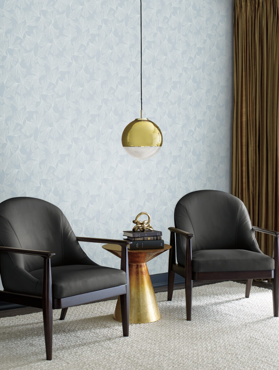 Antonina Vella Dazzling Dimensions Ginkgo Toss Wallpaper - Blue