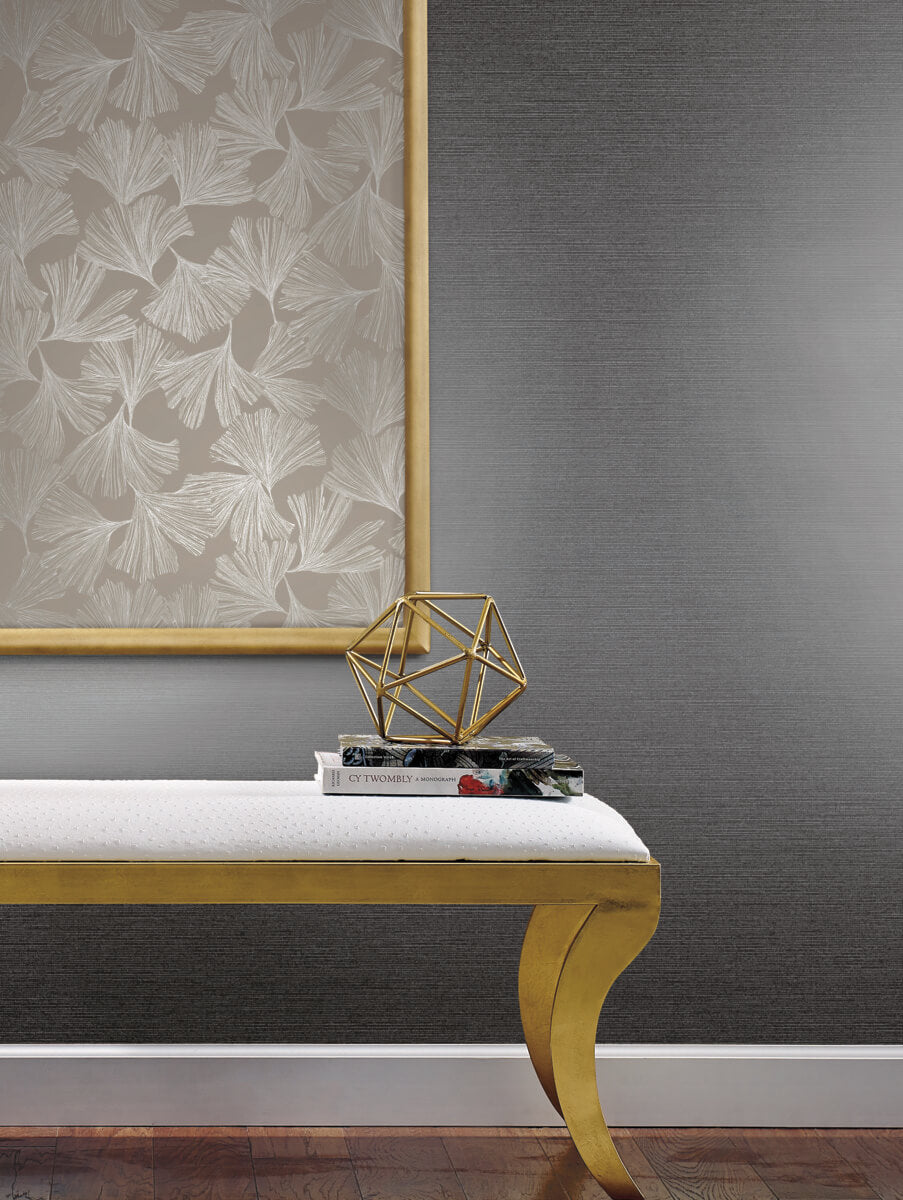 Antonina Vella Dazzling Dimensions Ginkgo Toss Wallpaper Sample - Silver