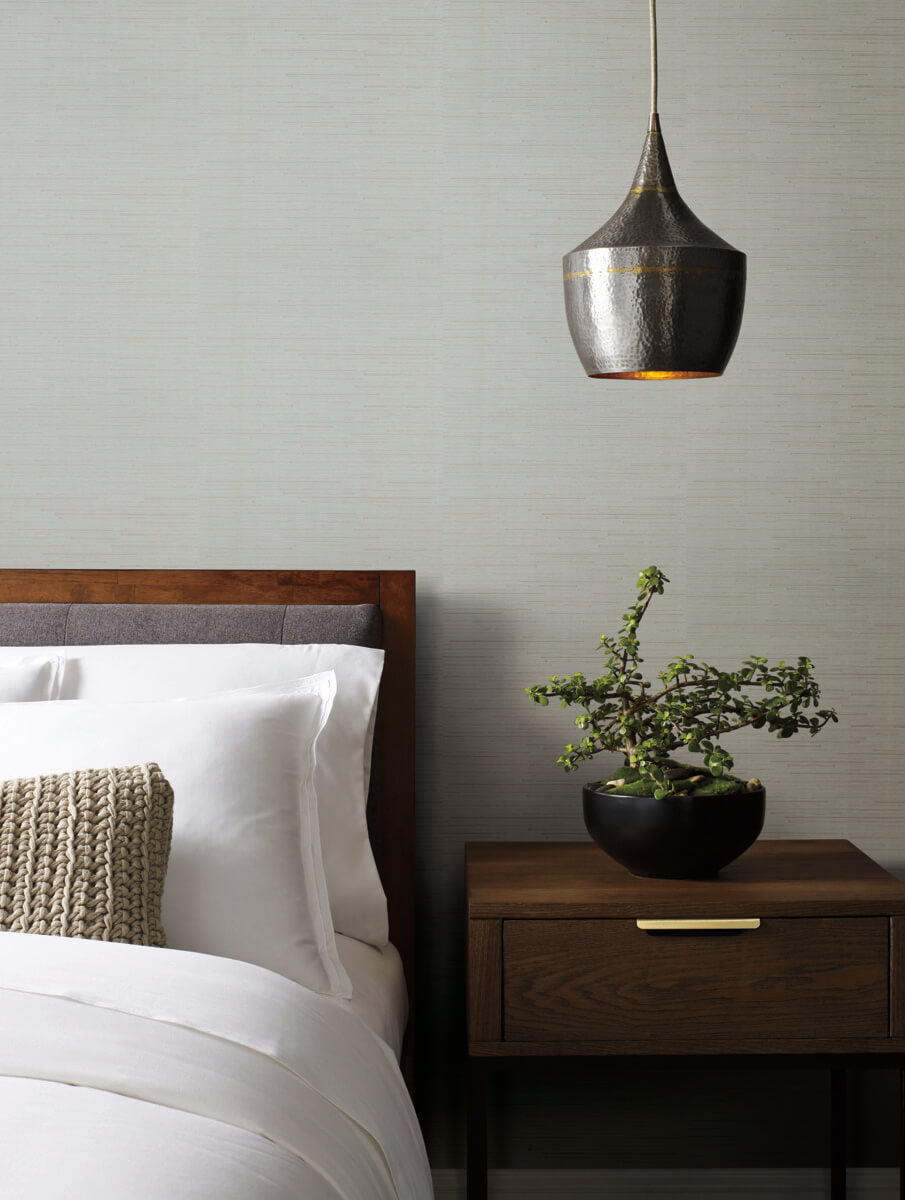 Antonina Vella Dazzling Dimensions Ribbon Bamboo Wallpaper - White Silver