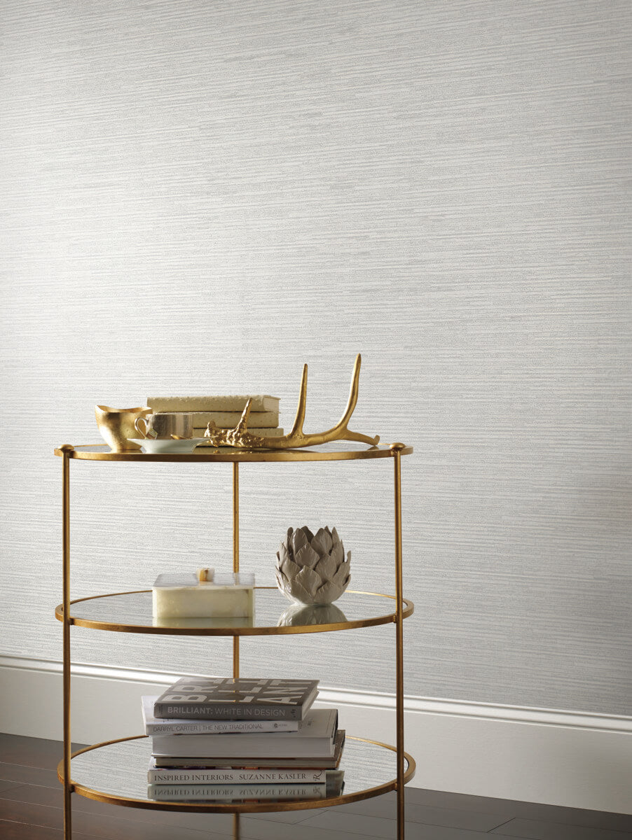 Antonina Vella Dazzling Dimensions Ribbon Bamboo Wallpaper - White Silver