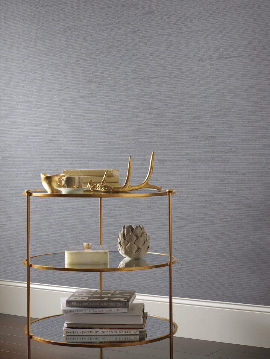 Antonina Vella Dazzling Dimensions Ribbon Bamboo Wallpaper - Blue & Silver